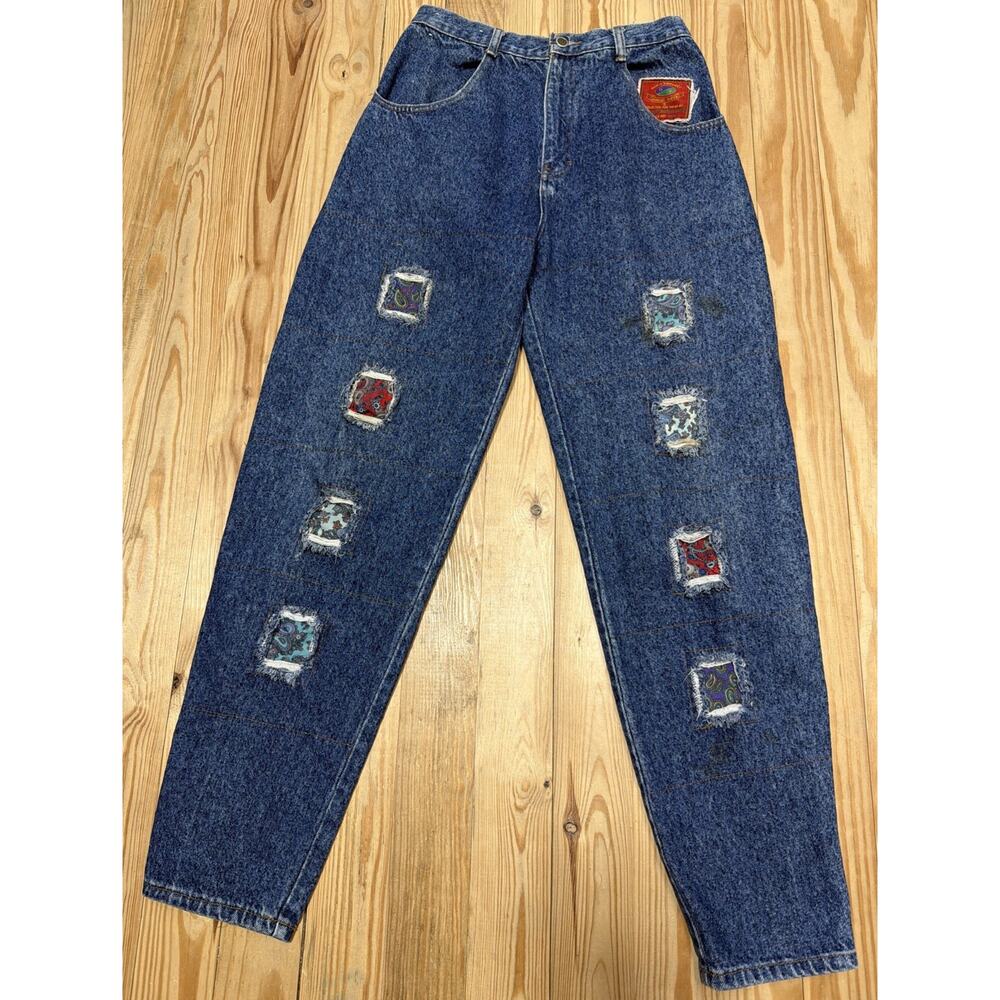 Vintage Gino Venucci Patchwork Bandanna Distressed Jeans Size 31 Rare!!